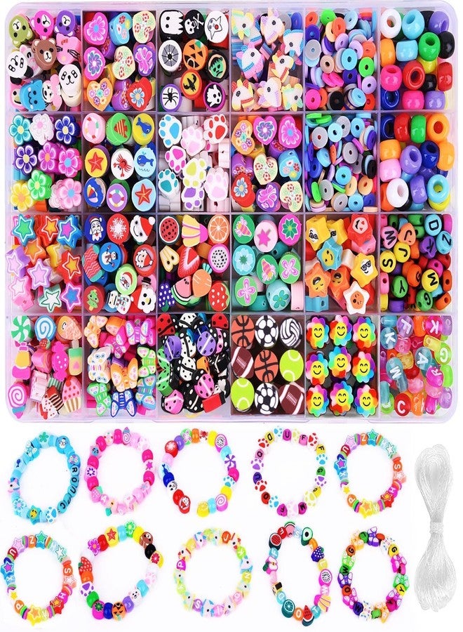 FACEFAB Plastic Beads for Kids Crafts Children's Jewelry Making Kit DIY Bracelets Necklace Hairband and Rings Craft Kits Birthday for 4, 5, 6, 7-Year-Old Little Girls Multicolor - Image 1